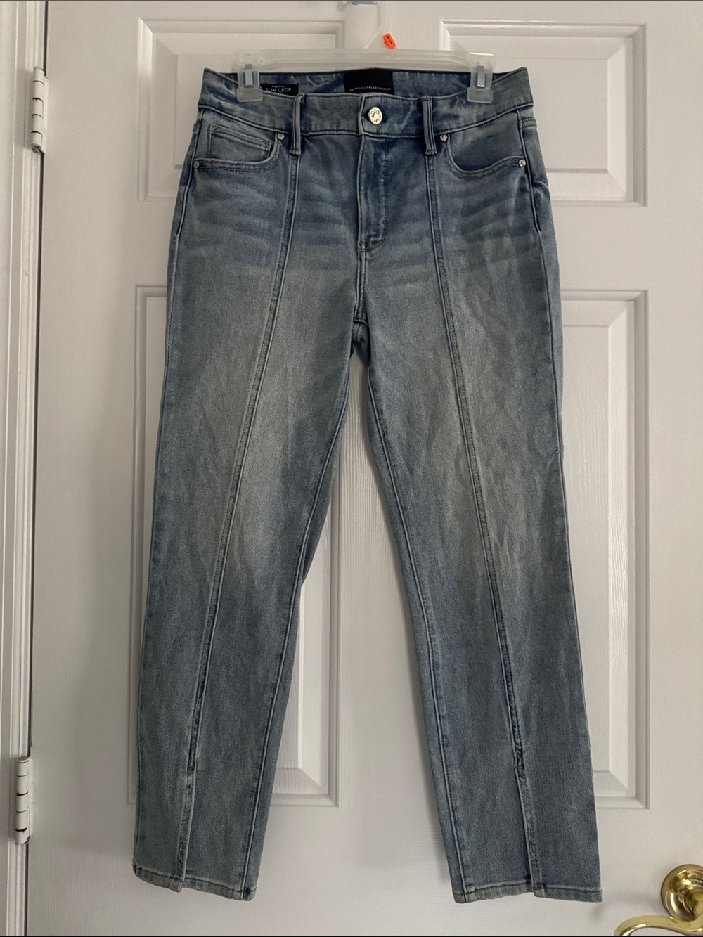 WHBM High Rise Slim Crop Jeans with Front Seams and Slits